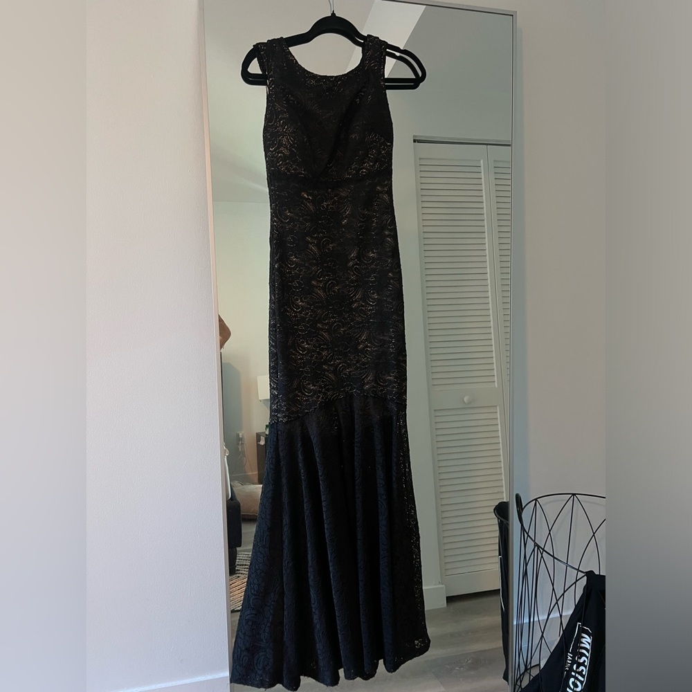 Wedding Guest Black Lace Mermaid High Neck Gown